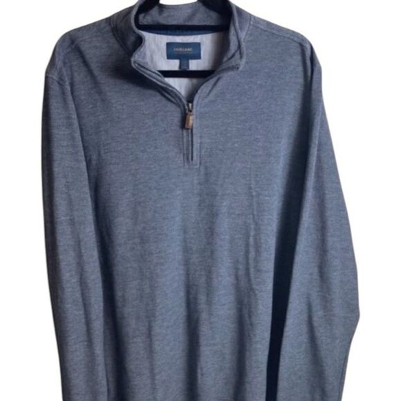 Fairlane Blue Grey 1/4 Zip Cotton Blend Pullover Sweater Men’s Sz Large - Picture 1 of 5